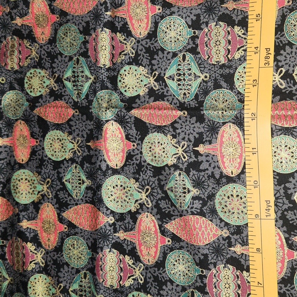 New uncut 100% cotton holiday Christmas ornament fabric 1.5 yards